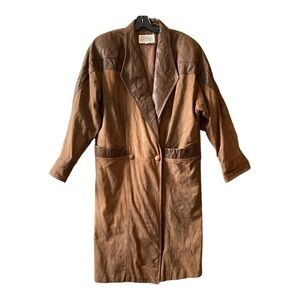 Vintage 1990 PELLE STUDIO MIXED LEATHER RUSTIC FULL LENGTH COAT SIZE MEDIUM